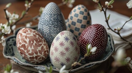 Eco friendly patterned Easter eggs
