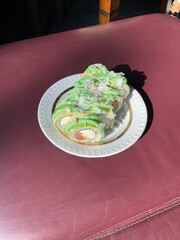 sushi roll with green souce