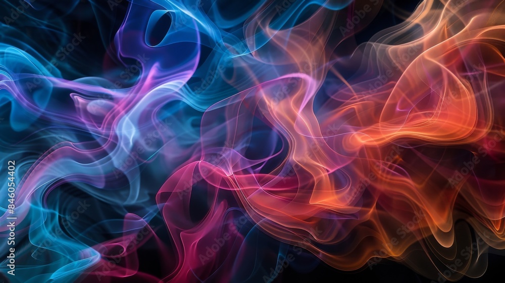 Poster a medley of colors intertwine and blend together in a showcase of mesmerizing smoke patterns on a bl