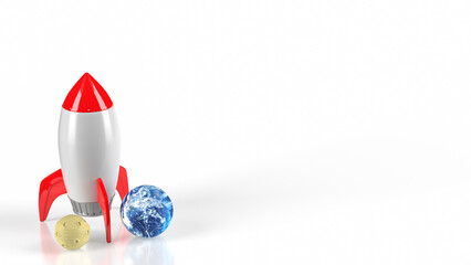 The Rocket moon and earth for sci or education concept 3d rendering. © niphon