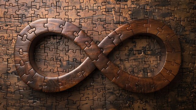 infinity sign from puzzle on brown background - Powered by Adobe