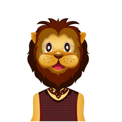 Lion girl cartoon isolated on white