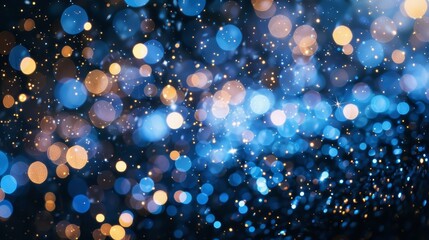 Mesmerizing blue light burst  abstract radiant rays on dark blue with cyan and golden sparkles
