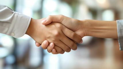 Close-up of a Handshake Between Two People in Business Attire, Symbolizing Partnership and Agreement. Generative AI