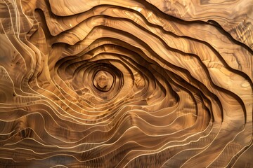 Abstract Wooden Carving with Concentric Circles