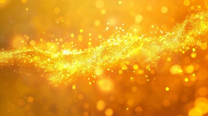 Vibrant golden yellow light burst on dark background, abstract magical rays with sparkling glow
