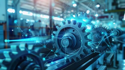 Precision-engineered gear wheels in a high-tech manufacturing setting, symbolizing advanced industrial design