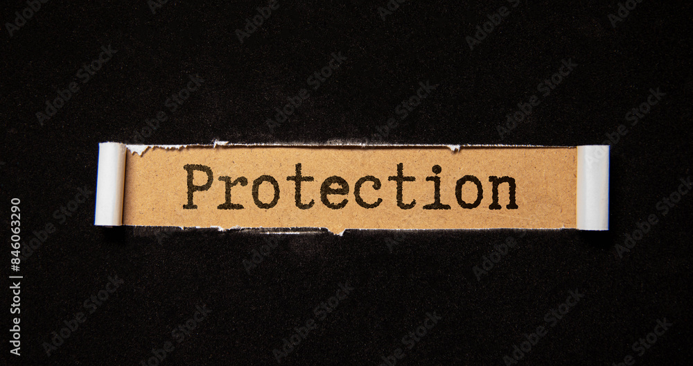 Poster protect yourself text written on yellow paper with notebook