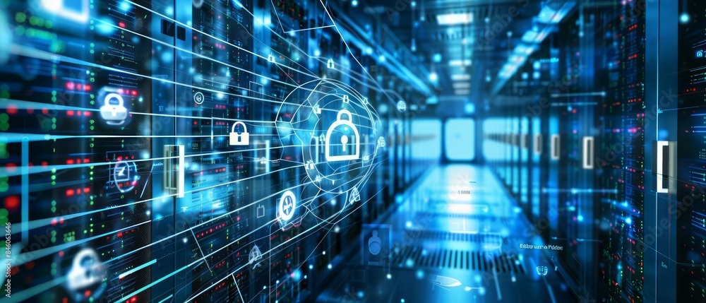 Poster cuttingedge cybersecurity measures ensuring the success of a hightech business by protecting sensiti