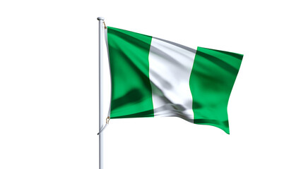 Waving flag of nigeria isolated on transparent background.