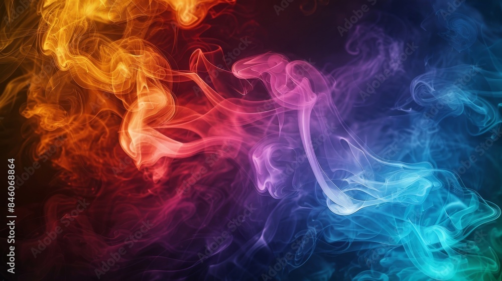 Poster like a work of art intricate and intricate patterns of multicolored smoke emerge against the dark ba