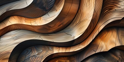 Abstract Wooden Waves with Warm Tones