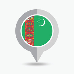 Turkmenistan Location Pin Icon Vector Illustration