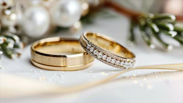 Gold wedding rings with gems 