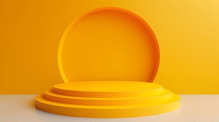 podium yellow background. 