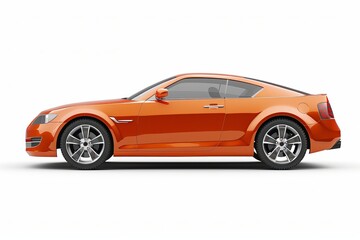 Obraz premium Orange car isolated on white background, side view