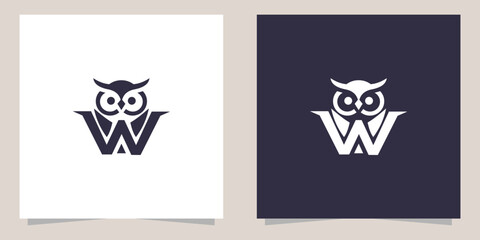 letter w with owl logo design