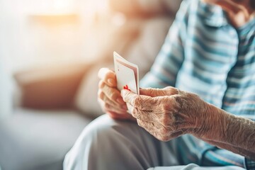 Senior residents participate in a card game activity at a nursing home for the elderly