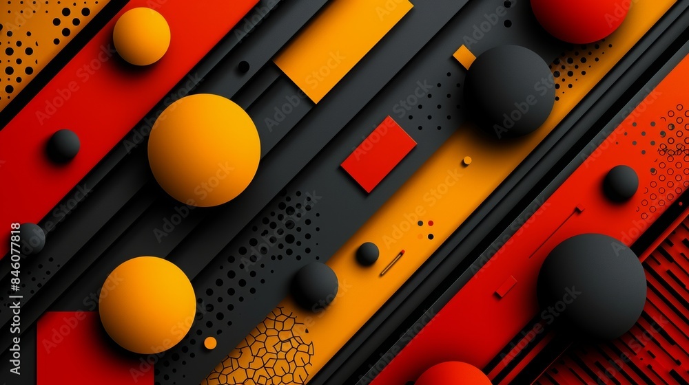 Poster colorful realistic abstract design with geometric shapes and gradients background, overlapping layer
