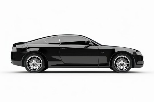 Black car isolated on white background, side view - Powered by Adobe
