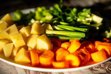 Fresh organic and colorful vegetables selective focus.