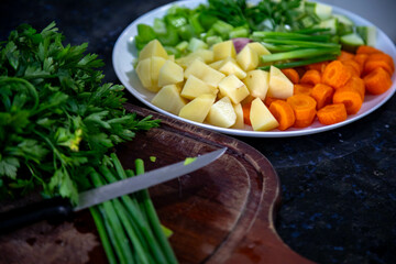 Fresh organic and colorful vegetables selective focus.