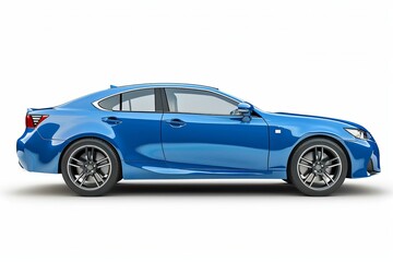 Obraz premium Blue car isolated on white background, side view