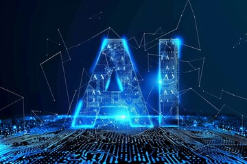 Futuristic AI Letters with Digital Glow, Advanced Technology