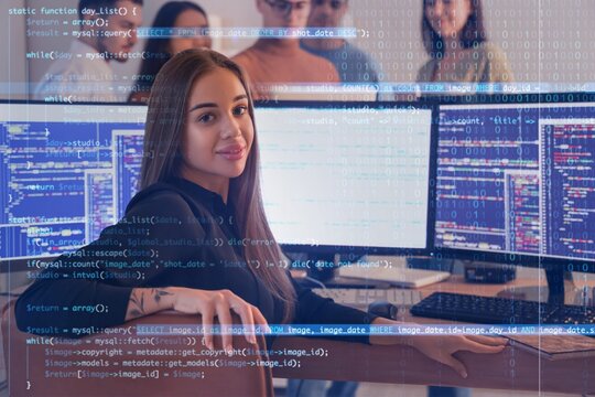 Female programmer working in office