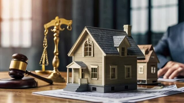Legal auction for real estate properties involving taxes profits and home purchases. Concept Real Estate Auctions,4k digital video created with generative ai.  