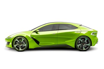 Naklejka premium Green car isolated on white background