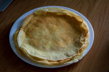 pancake on a wooden table