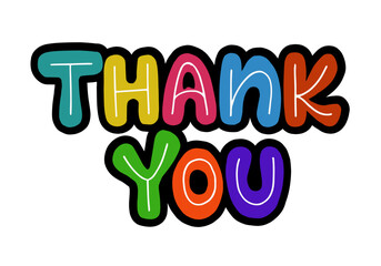 Thank you text, handwritten. Calligraphy lettering Vector illustration	