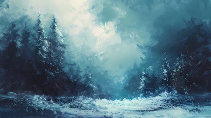 Abstract Winter Landscape with Cool Tones