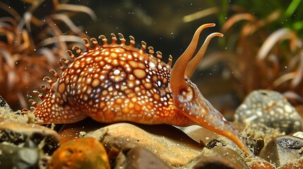 Spotted sea hare large marine gastropod