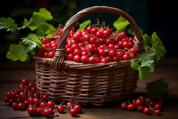 Fresh Hawthorn Berrys in a basket. Hawthorn Berry fruit