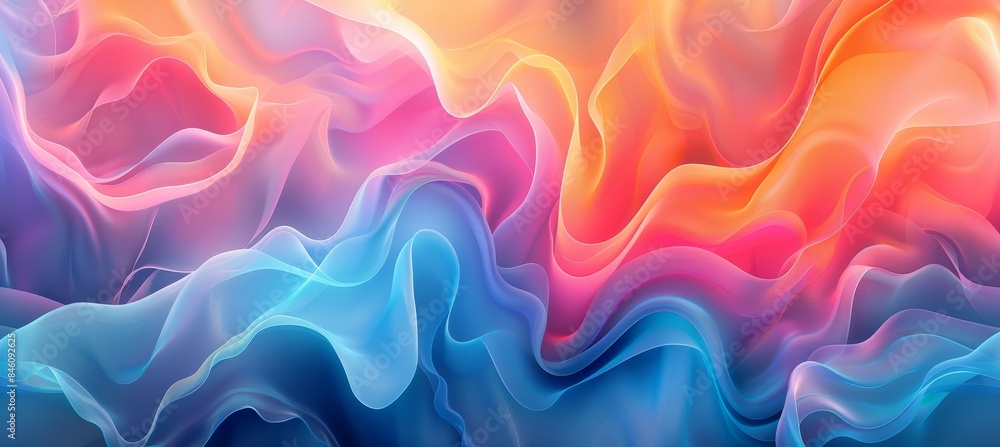 Aufkleber soft pastel silk waves calming abstract background with ample space for text placement