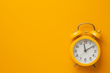 Yellow alarm clock on yellow background