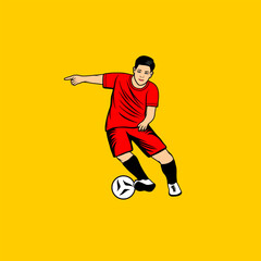 Fototapeta premium male dribbling in soccer cartoon vector illustration