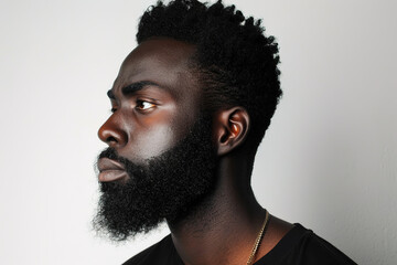 Obraz premium Bearded Black African Man Isolated on a white Background Nigeria Kenya Ghana Ethiopia Traditional Clothing Cultural Heritage Handsome Mature Male Photography Portrait Studio