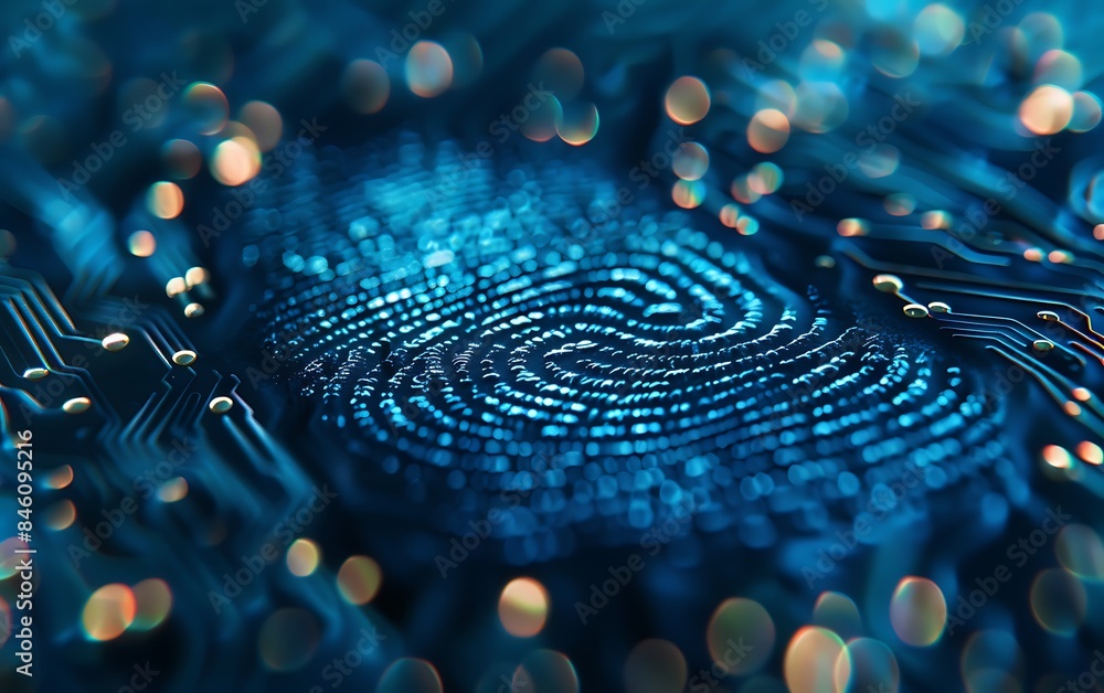 Poster fingerprint recognition technology graphics for cyber security enhancement and procedures