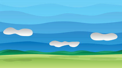Obraz premium Nature background of vector or illustration. Gradient curve of the mountain grassland landscape under the blue sky. For support presentation.