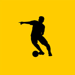 silhouette of a man dribbling a ball vector illustration