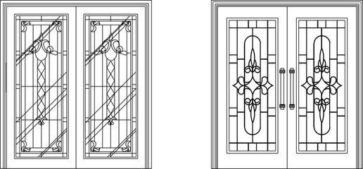 Sketch vector illustration drawing design detail of old classic vintage ethnic European traditional door