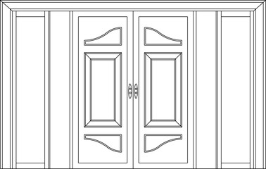 Sketch vector illustration drawing design detail of old classic vintage ethnic European traditional door