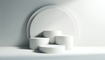 3d cylindrical pedestal podium on grey background.