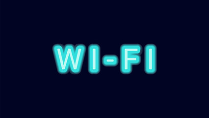 WiFi symbols neon effect dark background. Waves Wi Fi signal icon. Internet connection modern technology. Letters. Design web page billboard banner. Vector illustration.