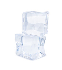 Crystal clear ice cubes isolated on white