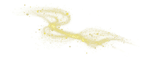 Gold glittering stars dust trail. Gold glistering explosion on transparent png background