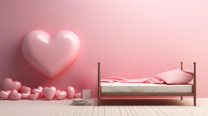 Celebrate love with a cute Valentines Day design pink speech bubble with hearts and alarm clock for a charming touch.